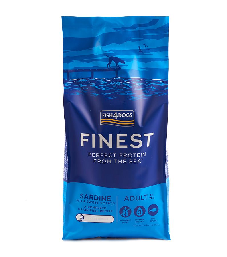 Fish4Dogs Finest Sardine Large Kibble Adult Dry Dog Food - 6KG - Shopivet.com