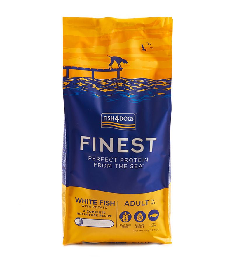 Fish4Dogs Finest White Fish Large Kibble Adult Dry Dog Food - 6KG - Shopivet.com