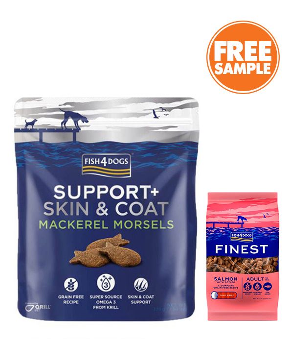 Fish4Dogs Support+ Skin & Coat Mackerel Morsels Dog Treats 225g - 225g - Shopivet.com