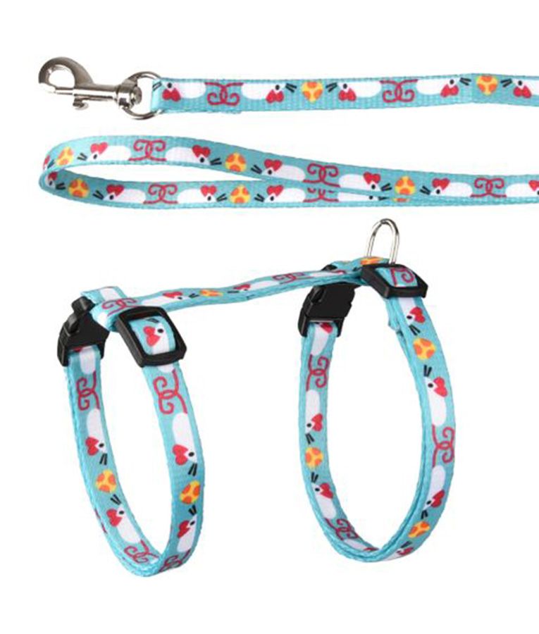 Flamingo Arwen Mouse Print Cat Harness & Leash 20 - 35cm 10mm - Shopivet.com