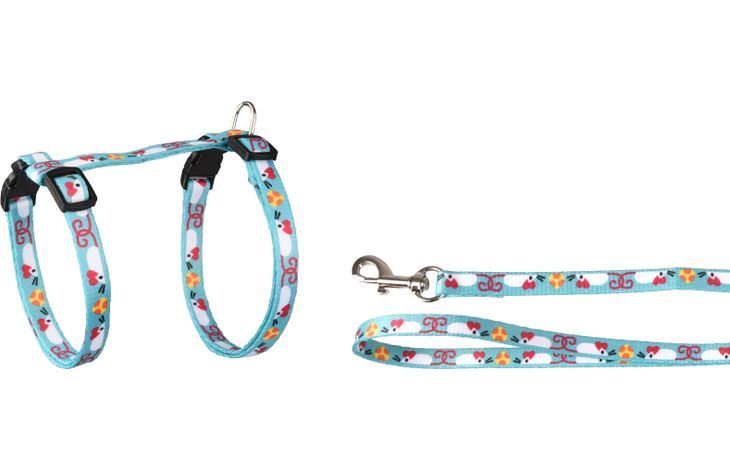 Flamingo Arwen Mouse Print Cat Harness & Leash 20 - 35cm 10mm - Shopivet.com