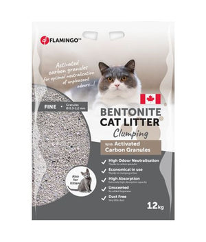 Flamingo Bentonite Activated Carbon Granules Clumping Cat Litter - 12kg - Shopivet.com