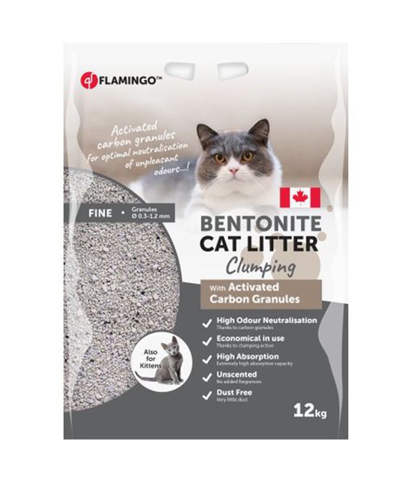 Flamingo Bentonite Activated Carbon Granules Clumping Cat Litter - 12kg - Shopivet.com