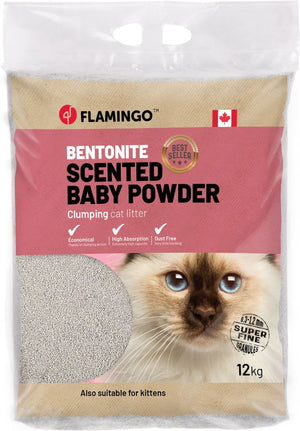 Flamingo Bentonite Scented Baby Powder Clumping Cat Litter 12kg - 12kg - Shopivet.com