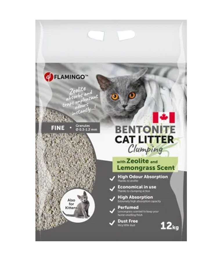 Flamingo Bentonite Zeolite & Lemongrass Scent Clumping Cat Litter 12kg - 12kg - Shopivet.com