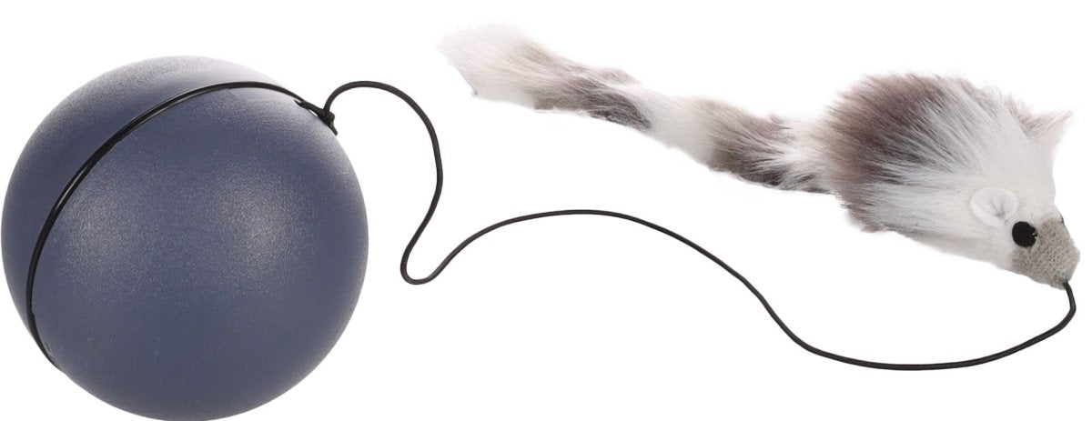 Flamingo Boula Moving Ball with Mouse Grey Electronic Cat Toy - Grey 8cm - Shopivet.com