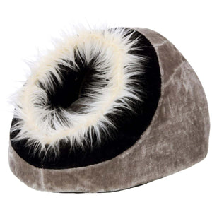 Flamingo Cuddle Cave Cat Bed - BLACK/GREY - Shopivet.com