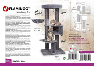 Flamingo Eiko Grey Cat Scratching Tree 100x73.5x164cm - Grey - Shopivet.com