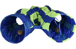 Flamingo Feline Tunnel with Ball Blue & Green Cat Toy - Shopivet.com