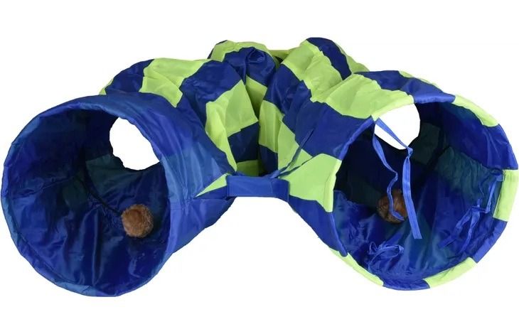 Flamingo Feline Tunnel with Ball Blue & Green Cat Toy - Shopivet.com