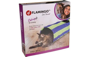 Flamingo Feline Tunnel with Ball Blue & Green Cat Toy - Shopivet.com