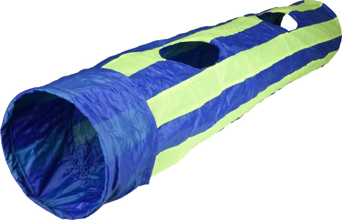 Flamingo Feline Tunnel with Ball Blue & Green Cat Toy - Shopivet.com
