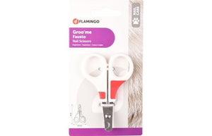 Flamingo Groo'Me Fausto Cat Nail Scissors White/Red - Shopivet.com