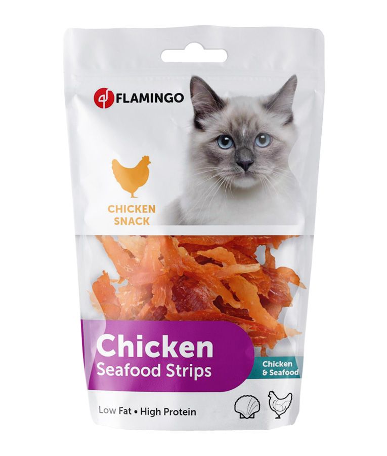 Flamingo Hapki Chicken Strips Soft Cat Treats 85g - OS - Shopivet.com