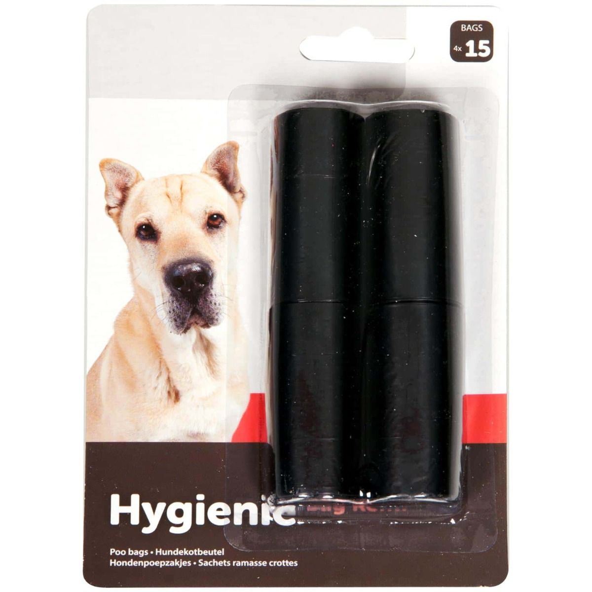 Flamingo Hygienic Dog Poop Bags Refill 4 x 15 Bags - Black - Shopivet.com