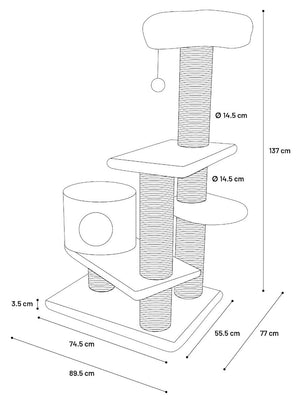 Flamingo Khan Brown Cat Scratching Tree 89.5x77x137cm - Shopivet.com