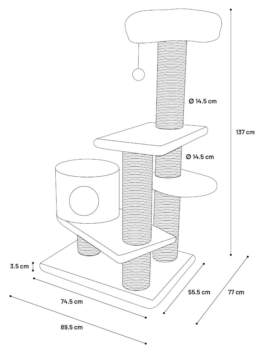 Flamingo Khan Brown Cat Scratching Tree 89.5x77x137cm - Shopivet.com