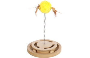 Flamingo Kitty Brain Train with Feather Cat Toy - Shopivet.com