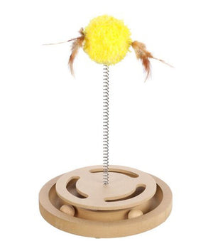 Flamingo Kitty Brain Train with Feather Cat Toy - Shopivet.com