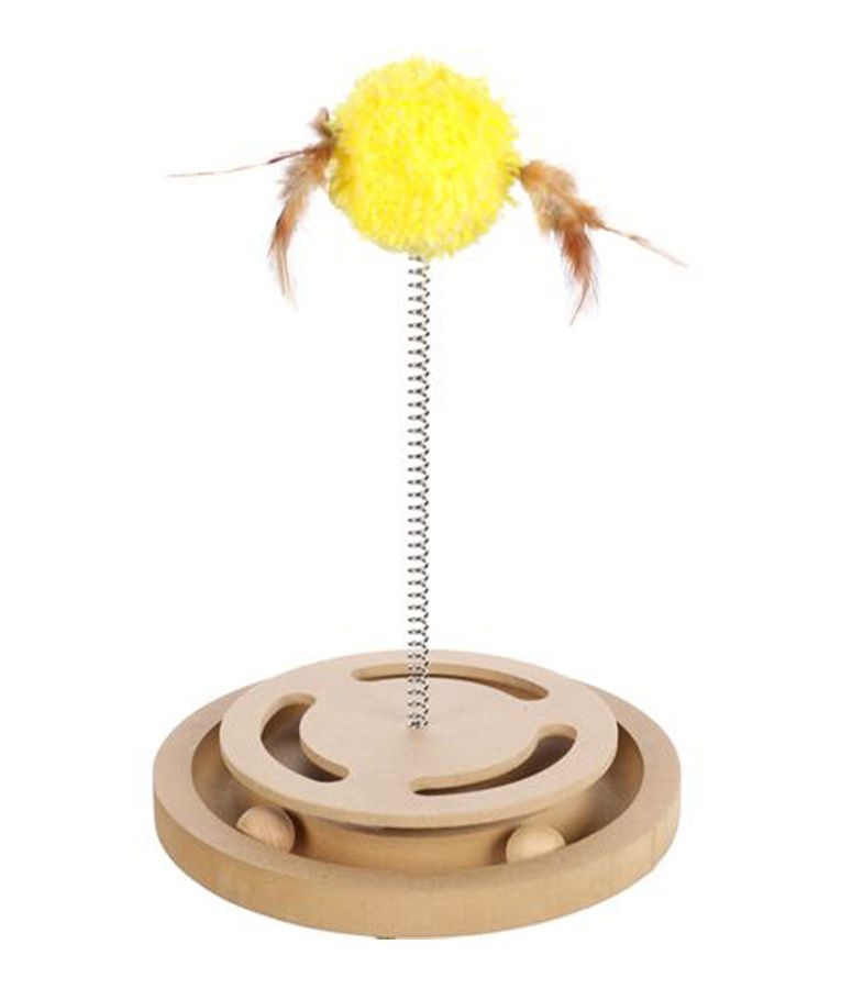 Flamingo Kitty Brain Train with Feather Cat Toy - Shopivet.com