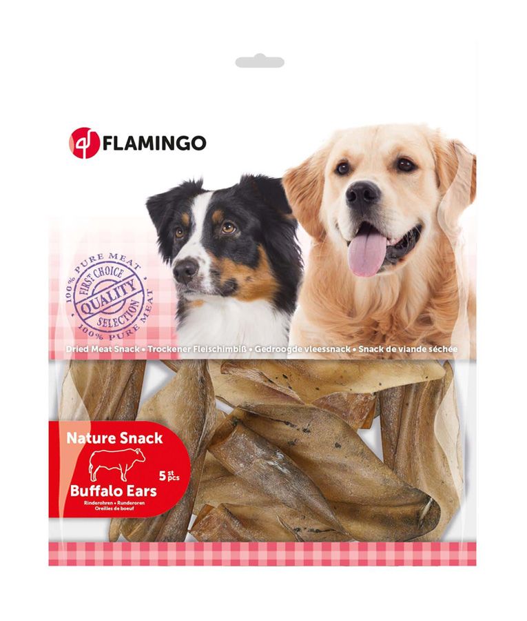 Flamingo Natural Buffalo Ears Dog Treats 5pcs - 60G - Shopivet.com