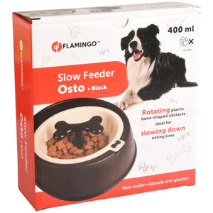 Flamingo Osto Dog Slow Feeder - BLACK 400ML - Shopivet.com