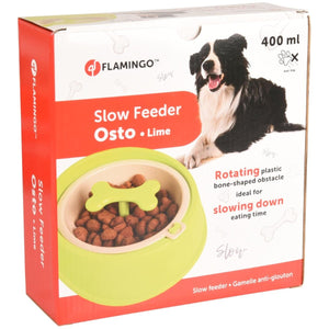 Flamingo Osto Dog Slow Feeder - LIME 400ML - Shopivet.com