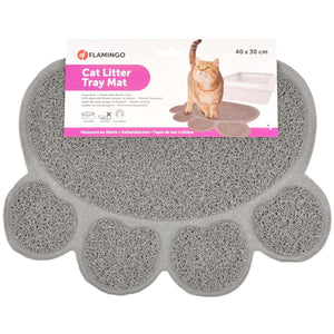 Flamingo Pitou Matti Paw Cat Litter Tray Mat - Grey Small - Shopivet.com