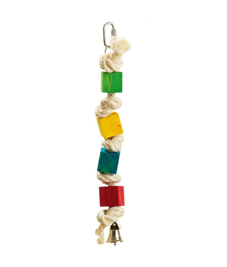 Flamingo Playing Rope Wood Coloured Bird Toy - Shopivet.com