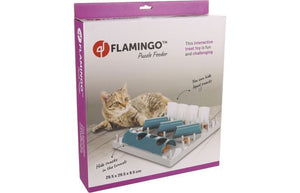 Flamingo Puzzle Feeder Fumbo Interactive Cat Toy Grey/Blue 26x20cm - Shopivet.com