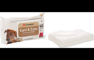 Flamingo Reini Ears & Eyes Unscented Cat & Dog Pet Wipes 40pcs - Shopivet.com