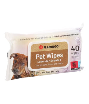 Flamingo Reini Universal Lavender Cat & Dog Pet Wipes 40pcs - Shopivet.com