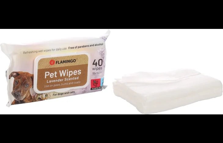 Flamingo Reini Universal Lavender Cat & Dog Pet Wipes 40pcs - Shopivet.com