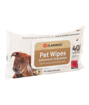 Flamingo Reini Universal Unscented Cat & Dog Pet Wipes 40pcs - Shopivet.com