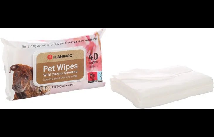 Flamingo Reini Universal Wild Cherry Cat & Dog Pet Wipes 40pcs - Shopivet.com