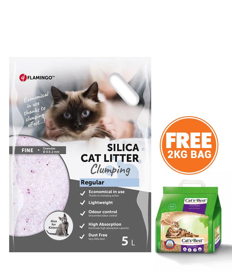 Flamingo Silica Fine Regular Clumping Cat Litter - 5L - Shopivet.com