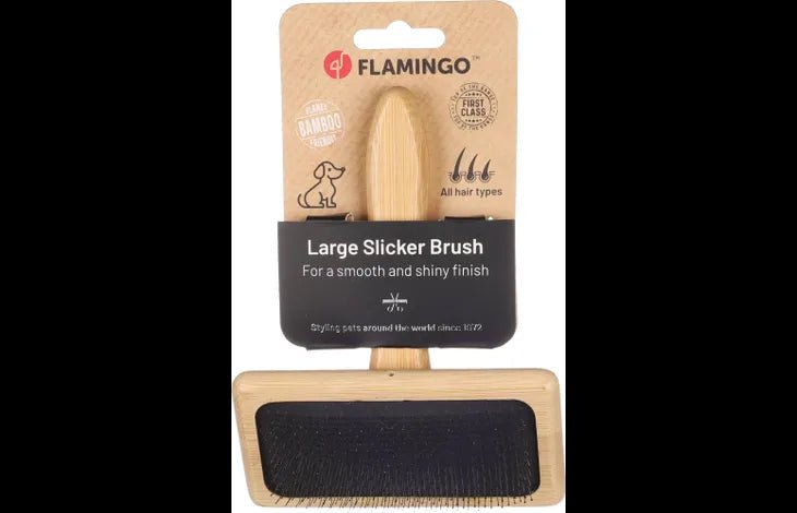 Flamingo Slicker Brush Babu Smooth & Shiny Dog Brush - Large - Shopivet.com