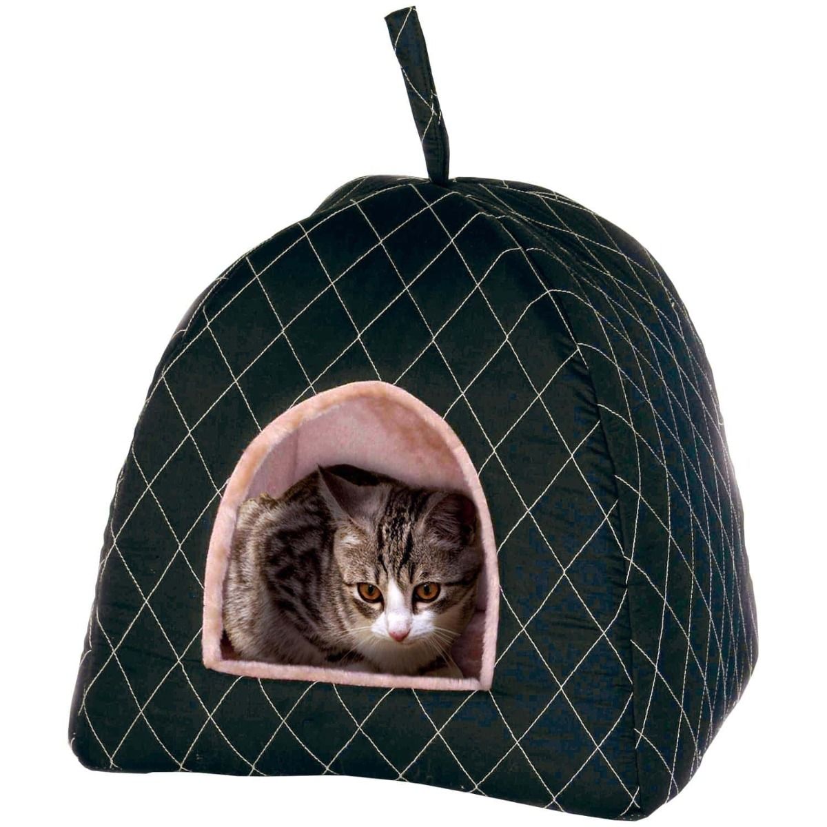 Flamingo Super Deluxe Cat Igloo - BLACK - Shopivet.com