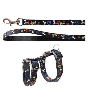Flamingo Topo Mouse Motif Kitten Harness & Leash Black 20 - 35cm 10mm - Shopivet.com