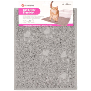 Flamingo Tumbi Rectangular Cat Litter Tray Mat - Grey Small - Shopivet.com