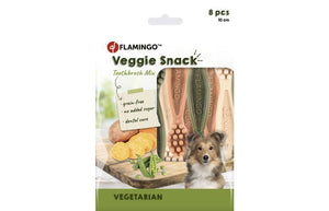 Flamingo Veggie Snack Toothbrush Mix Adult Dog Treats - 10cm (8pcs) - Shopivet.com