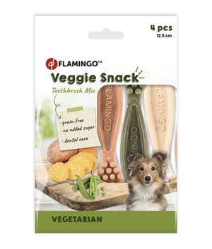 Flamingo Veggie Snack Toothbrush Mix Adult Dog Treats - 12.5cm (4pcs) - Shopivet.com