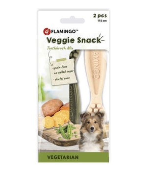 Flamingo Veggie Snack Toothbrush Mix Adult Dog Treats - 17.5cm (2pcs) - Shopivet.com