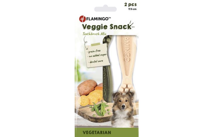 Flamingo Veggie Snack Toothbrush Mix Adult Dog Treats - 17.5cm (2pcs) - Shopivet.com