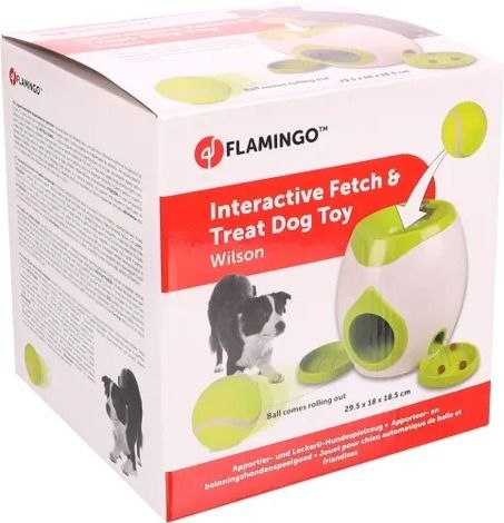 Flamingo Wilson Interactive Fetch & Treat + Tennis Ball 18cm Dog Toy - Shopivet.com