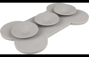 Flamingo Yummy Silicone Bone Grey Dog Lick Pad Large - Grey Large - Shopivet.com