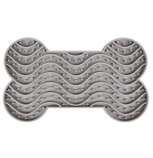 Flamingo Yummy Silicone Bone Grey Dog Lick Pad Large - Grey Large - Shopivet.com