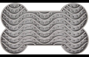 Flamingo Yummy Silicone Bone Grey Dog Lick Pad Large - Grey Large - Shopivet.com