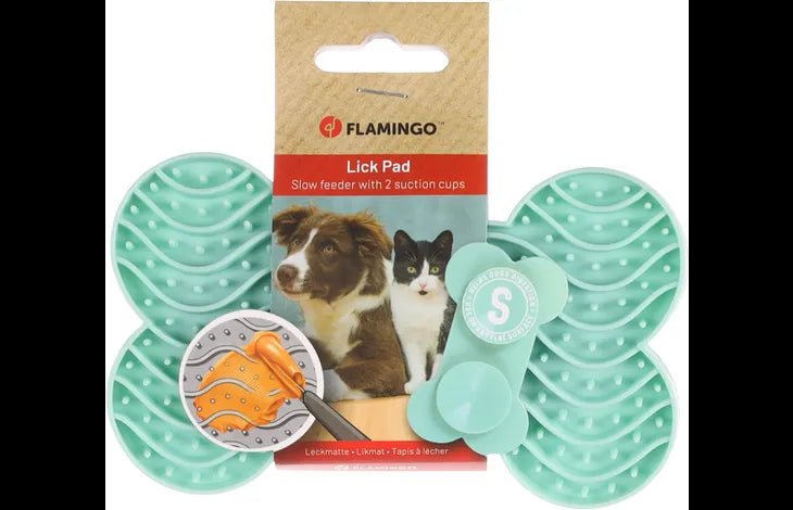Flamingo Yummy Silicone Bone Lick Pad - Mint Green Small - Shopivet.com