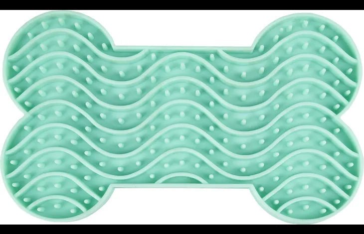 Flamingo Yummy Silicone Bone Lick Pad - Mint Green Small - Shopivet.com